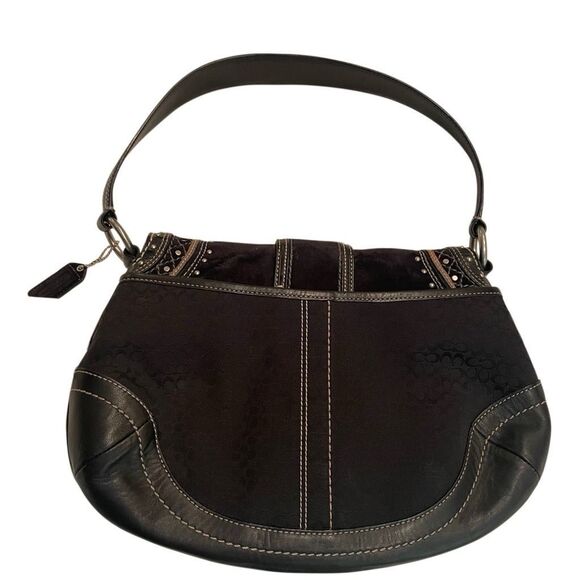 Vtg Coach F11517 Soho Black Signature C Canvas Leather Shoulder Bag - Picture 2 of 8
